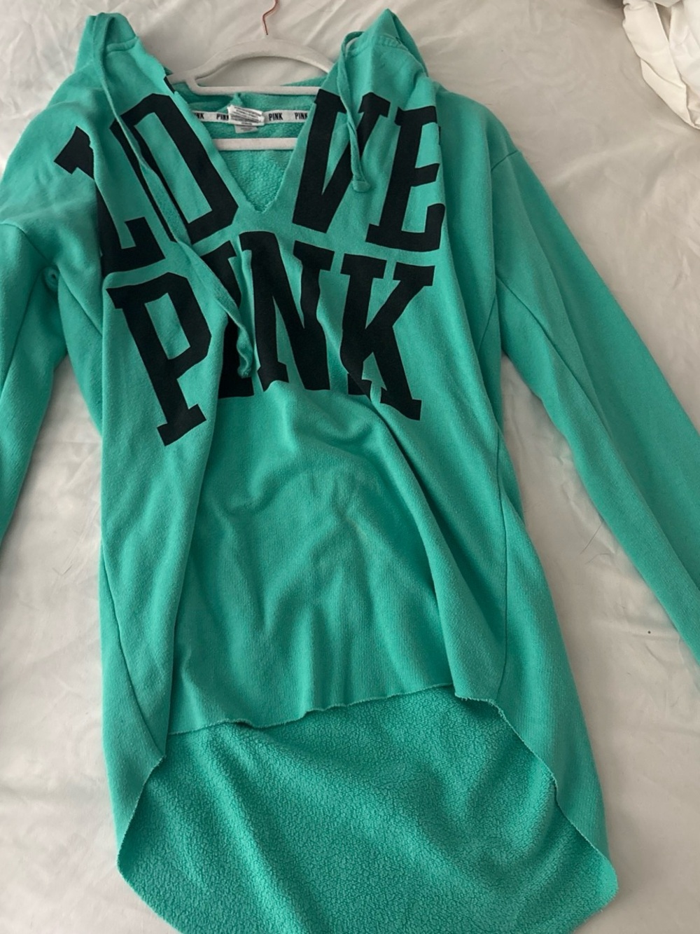 Victoria's Secret PINK Teal Pullover Hoodie with Black Branding